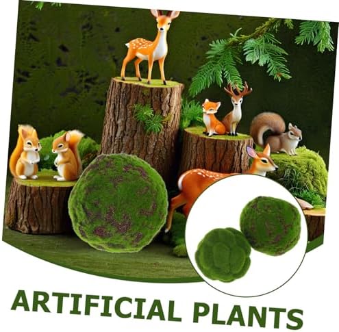 2pcs Artificial Moss Spheres Flocked Foam Greenery Decor Balls