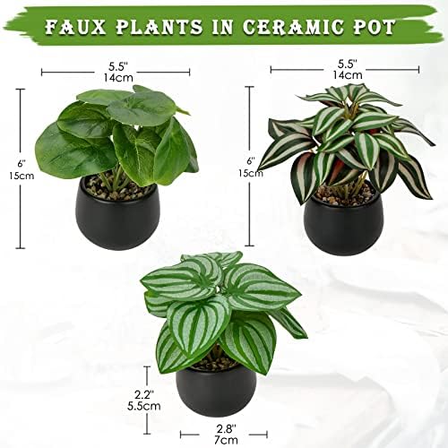 Briful 3PCS Artificial Plants in Black Pots