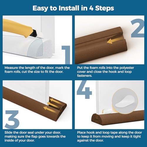 Adjustable Door Draft Stopper 36 Inch Brown