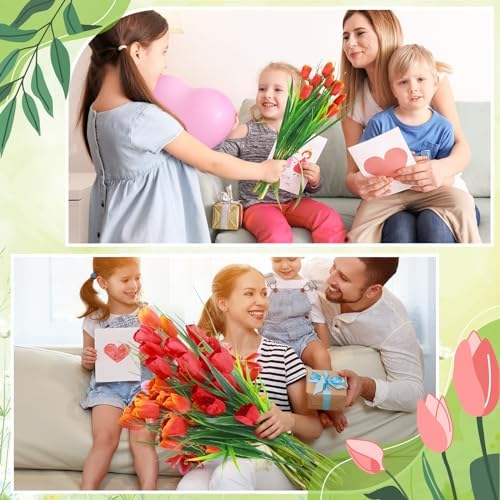 Yungyan 20 Bundles Artificial Flowers Multicolor Fake Tulips