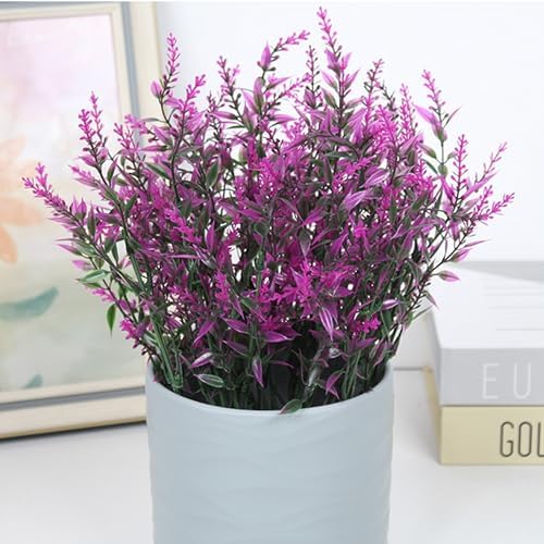 Fuchsia Lavender Faux Plants 8 Bundles UV Resistant Artificial Flowers