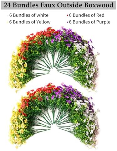 24 Pcs Artificial Flowers for Outdoor Decor