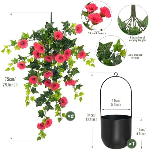 Artificial Petunia Hanging Flower Red 295 Inch