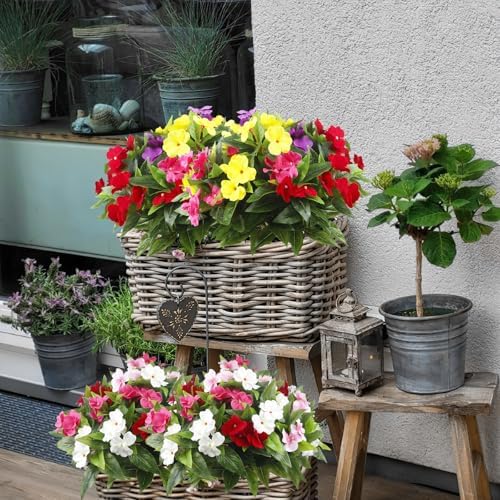 4 Pcs Artificial Impatiens Flowers for Outdoor Decor