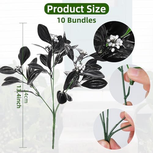 RECUTMS Halloween Artificial Black Bouquet Fake Flowers 10pcs Outdoor