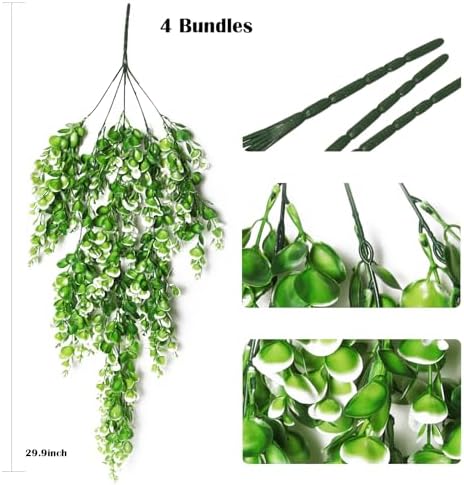 RECUTMS Artificial Shrubs 4 Pack Fake Greenery Plants