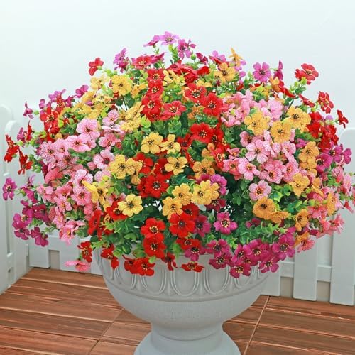 Kingsboomy 16 Bundle Artificial Flowers for Outdoor Decor