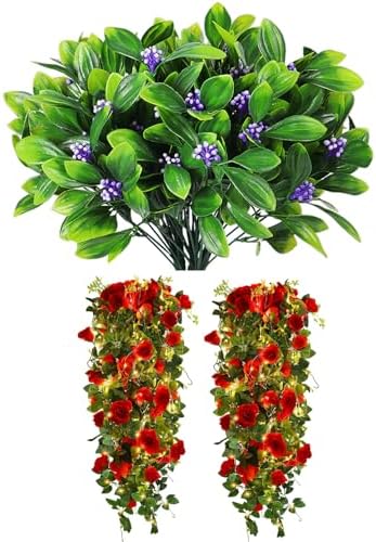 RECUTMS Artificial Hanging Rose and Shrubs for Home Decor