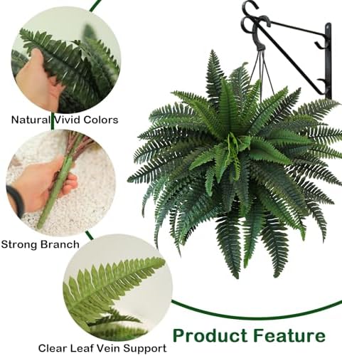 44W 30H Artificial Boston Ferns for Home Garden Decor