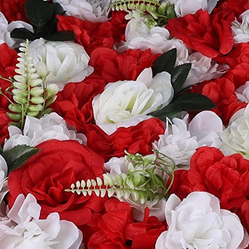 12Pcs White Red Rose Wall Panel 3D Decor