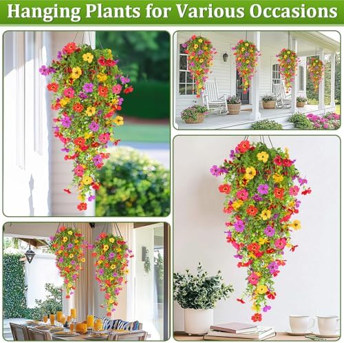 TURNMEON 4 Pcs Artificial Hanging Flowers Set