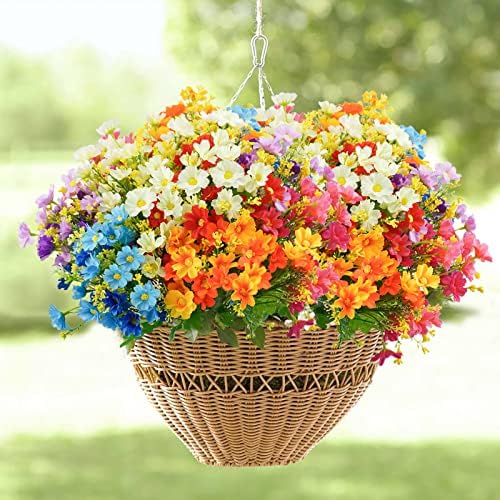 Agusbagli Artificial Flowers Outdoor 12Pcs Daisy Shrub UV Resistant Fake Flowers
