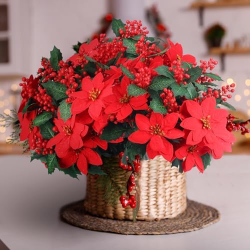 Ceenna 12 Pcs Christmas Artificial Flower Set