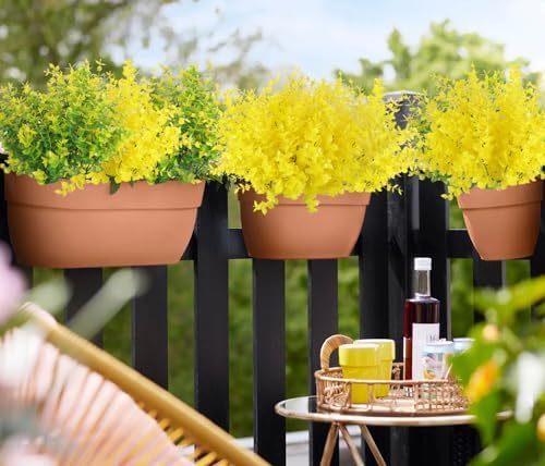 RECUTMS Artificial Flowers 8 Bundles UV Resistant Faux Plants