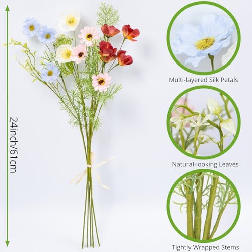 TIVMIK Artificial Flower Bouquet 24 Inch Realistic Silk Flowers