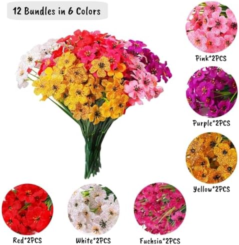 12 Bundle Artificial Flowers for Outdoor Decor