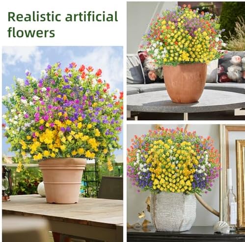 20 Bundles Artificial Flowers for Outdoor Decor