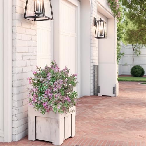 Owls Yard Artificial Boxwood Plants Purple and Green Faux Bushes