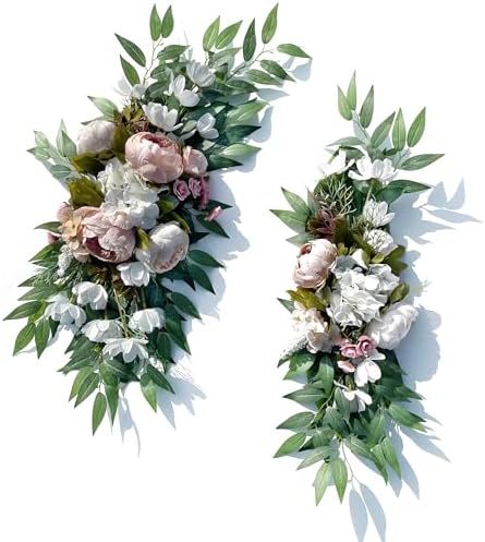Wedding Arch Flowers 2pcs Artificial Eucalyptus and Peony Decor Set