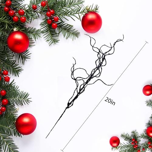 Watayo 50 Pcs Halloween Glitter Curly Willow Branches