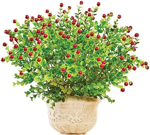 Collections Etc Winter Boxwood with Red Berries Set of 3