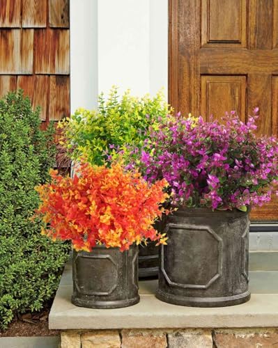 RECUTMS Artificial Flowers 8 Bundles Faux Fuchsia Eucalyptus