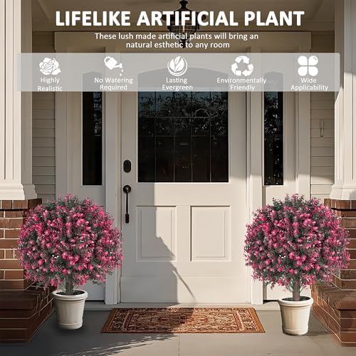 Artificial Rose Boxwood Topiary 27 Inch 2 Pack