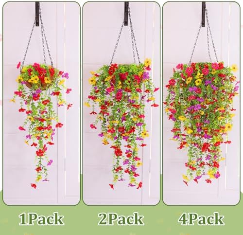 TURNMEON 4 Pcs Artificial Hanging Flowers Set