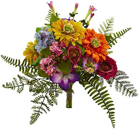 Nearly Natural 13in Mixed Flowers Artificial Bush Set of 2