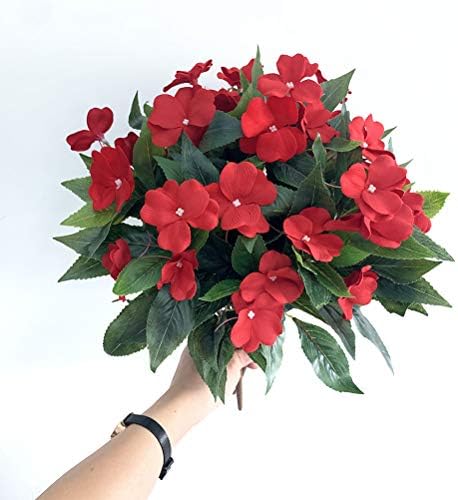 Lopkey Artificial Impatiens Bouquet for Home Decor and Garden