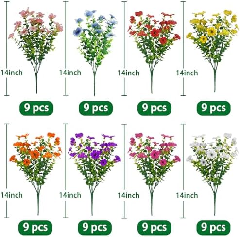 Agusbagli 72 Bundle Artificial Flowers UV Resistant