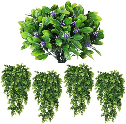 RECUTMS Artificial Plants Hanging Greenery Faux Eucalyptus