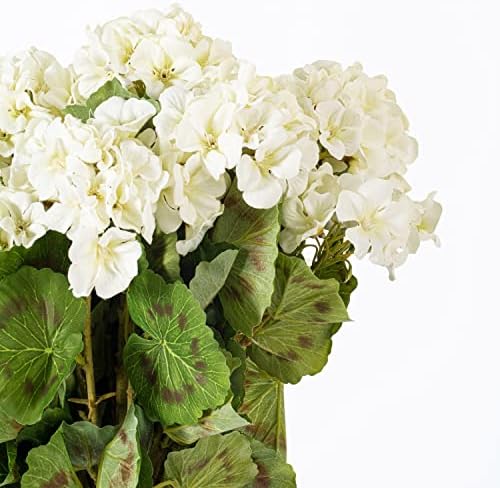 Vickerman 18 Inch Artificial White Geranium Bush 4 Pack