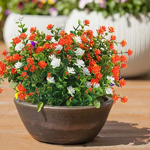 6 Bundles Artificial Flowers Fake Greenery UV Resistant