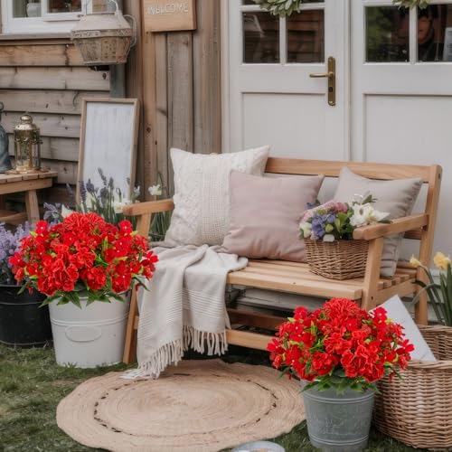 8 Pcs Artificial Flowers for Outdoor Decor