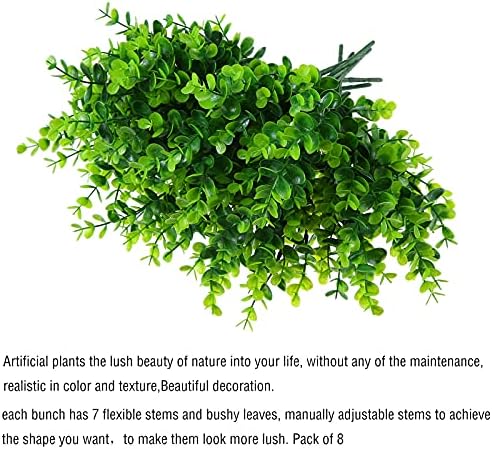 XLFAQXM Artificial Plants 8 Pack UV Resistant