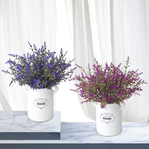 Fuchsia Lavender Faux Plants 8 Bundles UV Resistant Artificial Flowers