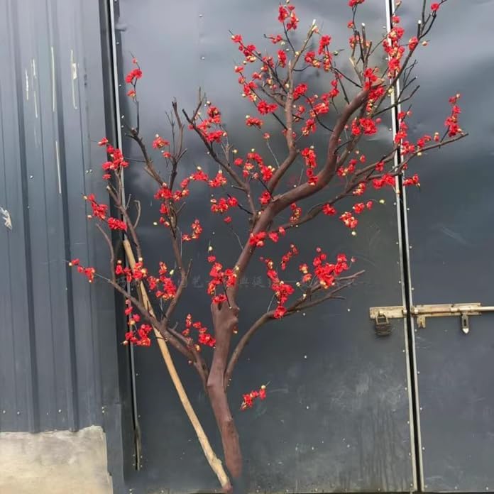 Red Silk Artificial Plum Blossom Flowers 1mx08m