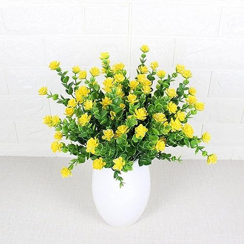 6 Bundles Artificial Fall Flowers Yellow UV Resistant