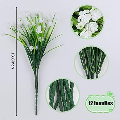 RECUTMS 12 Bundles Artificial Flowers UV Resistant Outdoor Decor