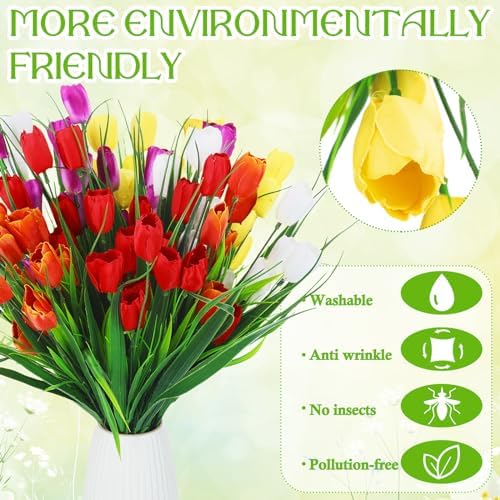 Yungyan 20 Bundles Artificial Flowers Multicolor Fake Tulips
