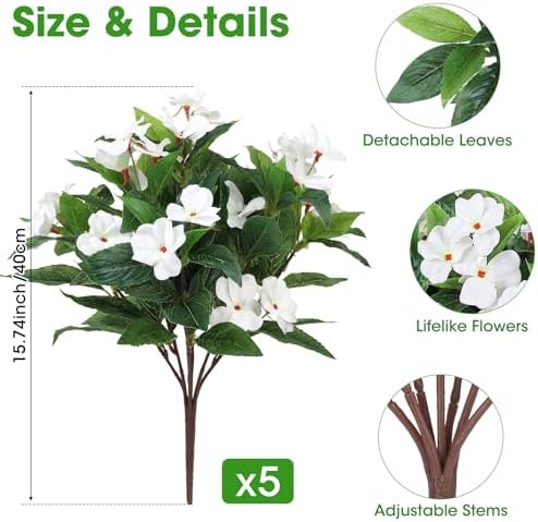 5 Pcs Artificial Flowers for Outdoor Decorations