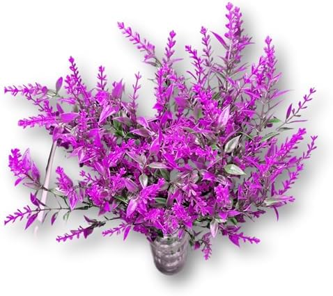 Red Artificial Lavender Flowers 8 Bundles UV Resistant Hanging Planter Fence Bouquet Filler