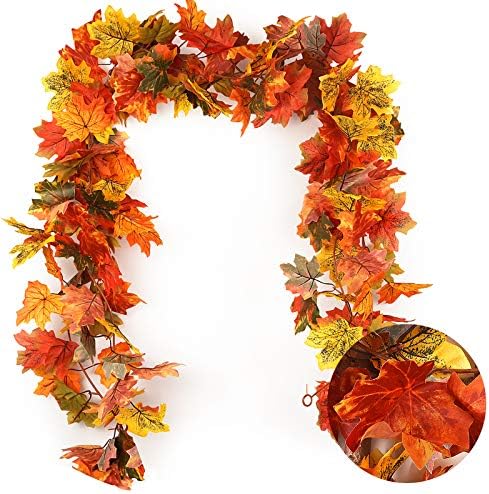 RECUTMS Artificial Fall Flowers 8 Bundles with Maple Garland