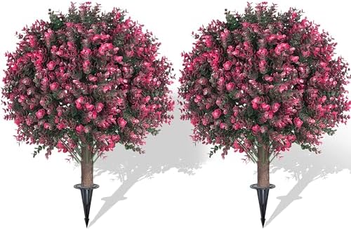 Artificial Rose Boxwood Topiary 27 Inch 2 Pack