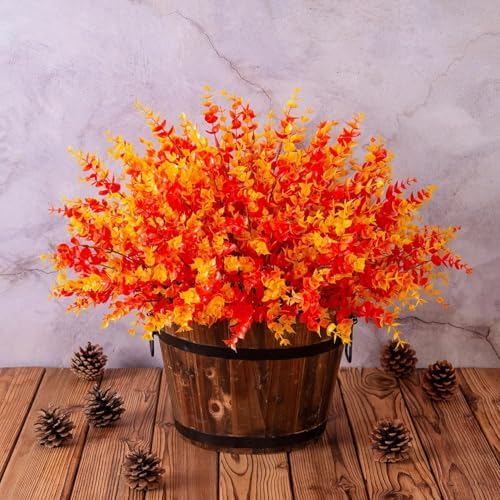 Bincy 6 Bundles Artificial Eucalyptus Fall Flowers