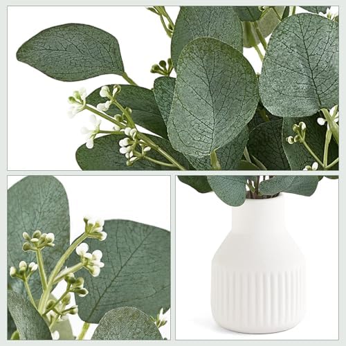 Dahey Artificial Eucalyptus Plants in Ceramic Vase Centerpiece Decor