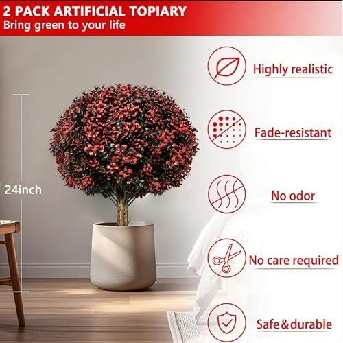 Ronyila Fall Artificial Boxwood Tree Set of 2