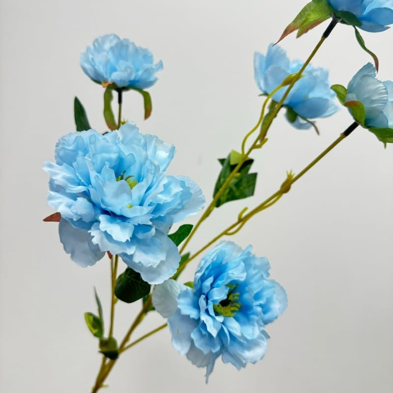 Urier 3 Branch Artificial Peonies Blue 305 Inch Long Stem Flowers
