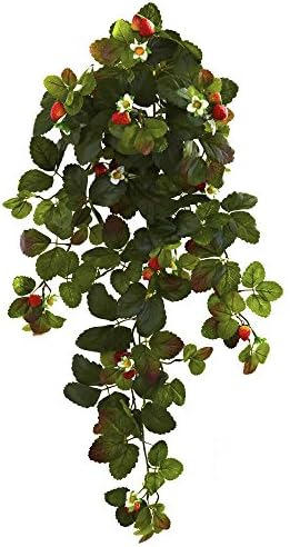 Nearly Natural 31in Strawberry Hanging Bush Set of 2